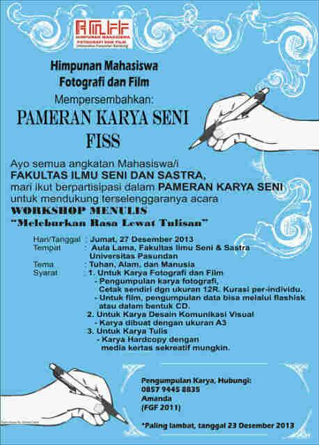 Siang.Mhsiswa fiss yg mau iktn Pameran karya seni, cek poster ini <a href="/DKVUNPAS/">Hima DKV UNPAS</a> <a href="/ESA_UNPAS/">ESA UNPAS</a> <a href="/KM_FISS_UNPAS/">KM FISS UNPAS</a> <a href="/senimusik99/">HIMA SeniMusik Unpas</a>
