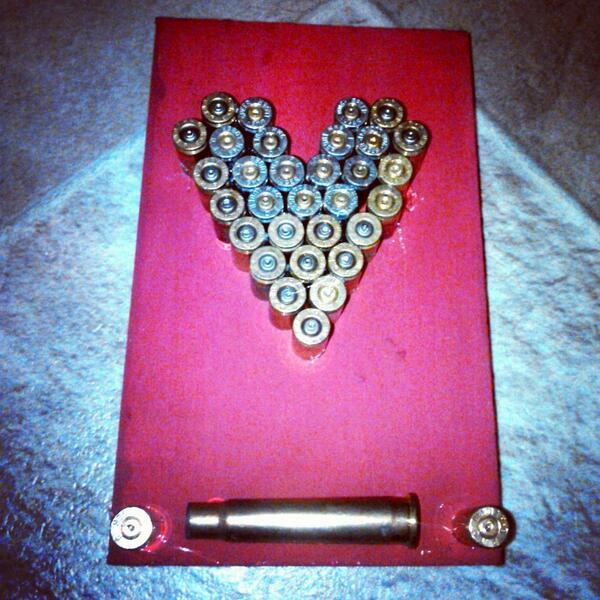 CandiceWienhold's tweet image. My 9mm art. #crafting with spent casings (: my man will love this. #firearmfun