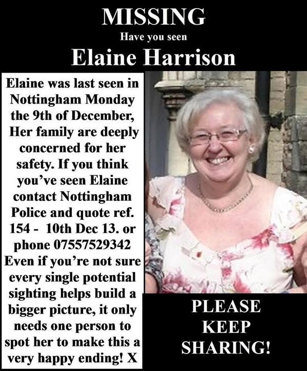 All I want for my birthday is my #mum to come home! #FindElaine Please keep sharing her picture!