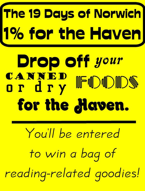 NorwichPubLib's tweet photo. Don't forget: Drop off canned goods for the UV Haven at the Norwich Library thru 12/19! @uvfood http://t.co/ELAvWGaudk