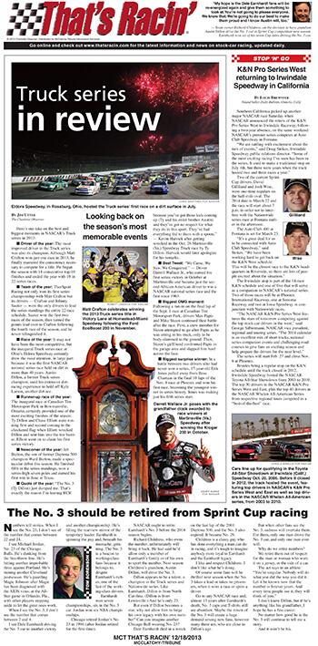MCTOnePages's tweet image. That&apos;s Racin&apos;: The top #NASCAR Truck series stories of the season bit.ly/1bbqPpl Preview