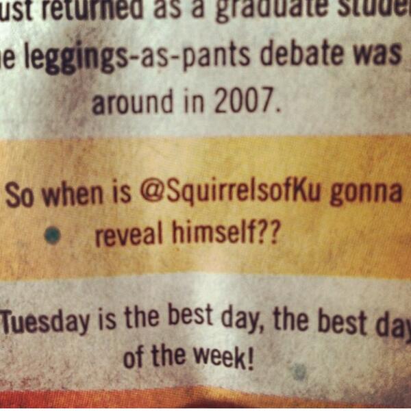 cocoa_kitt27's tweet photo. Also since I asked this, can I get in on this secret. I promise I won't tell. @SquirrelsOfKU #MyMouthIsSealed http://t.co/tsFQnpzEsO