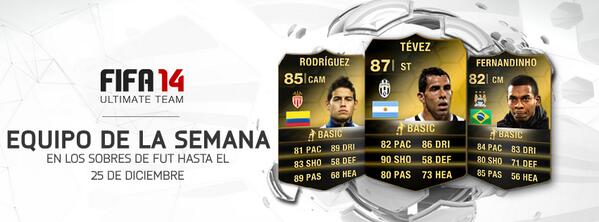 easportsfces's tweet image. Rodríguez, Tévez y Fernandinho lideran el EQUIPO DE LA SEMANA. ¡Ya disponibles en los sobres de #FUT!