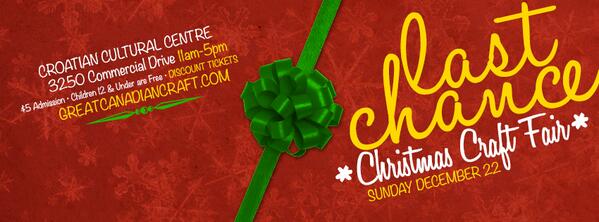SquareCanada's tweet photo. If you still have some shopping to do, join us at the @CanadianCraft Last Chance Christmas Fair this Sunday! http://t.co/QjMGFuoG43