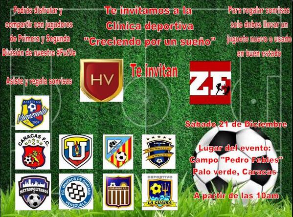 Sauriohamburger's tweet photo. @hinchadav asiste y regala sonrisas este 21 dic mientras compartes con jugadores de #FutVe http://t.co/e9pkkBmgkB