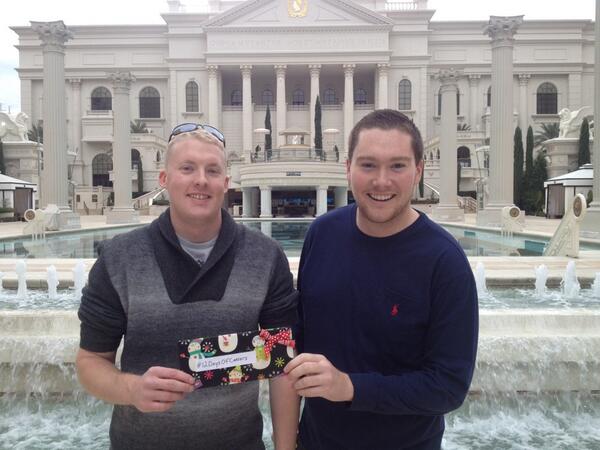 CaesarsPalace's tweet photo. Congratulations to Daniel & Brenner, winners of our #12DaysOfCaesars giveaway today! http://t.co/cp8Xu1mNMZ