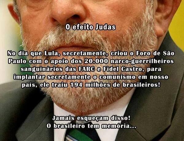 N_Carvalheira's tweet photo. O EFEITO JUDAS! "#ForaPT2014 #BrasilSemPT http://t.co/0aoDlo1JQi"