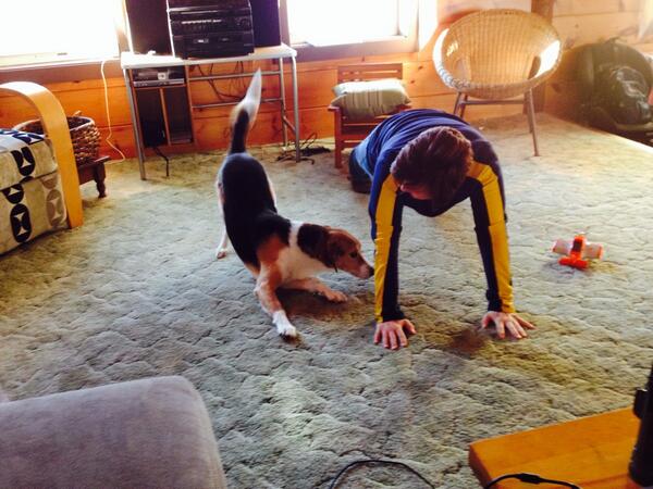 EJordanCarr's tweet photo. 1min front #plankaday #miles4smiles for me, and a reverse for my doggie? #dogPlank http://t.co/iEHmVxRfOk