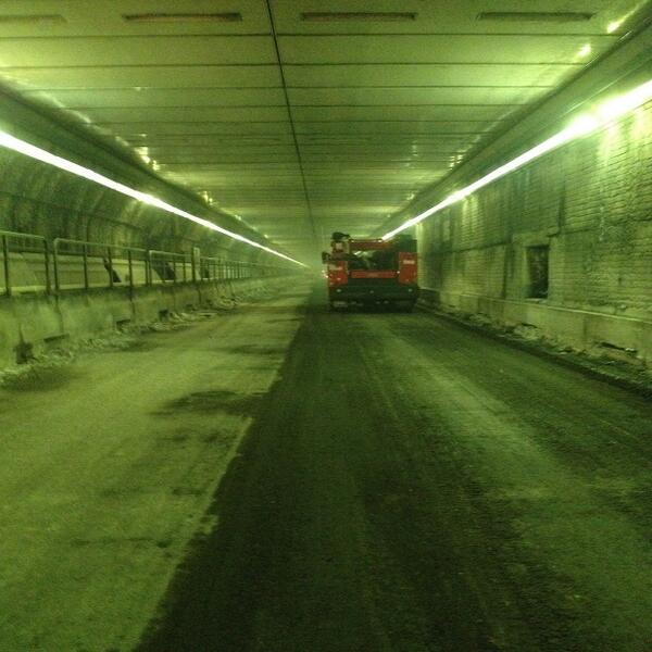MassDOT's tweet photo. Another view from today #CallahanTunnel work underway. Tunnel closed thru Mar 12. http://t.co/3baPoEDD2k