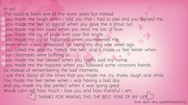 uarethereasonn's tweet image. @victoriajustice #goodbye2013victoriaday3 vic ik it's a follow spree but i wanna thank 2013 vic for all!