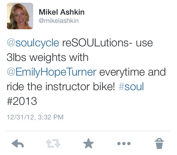 mikelashkin's tweet photo. @EmilyHopeTurner -- look what I dug up, check and check! #2013 #badasses #soulsisters @soulcycle 👯🚲 http://t.co/OJK6bpi58P