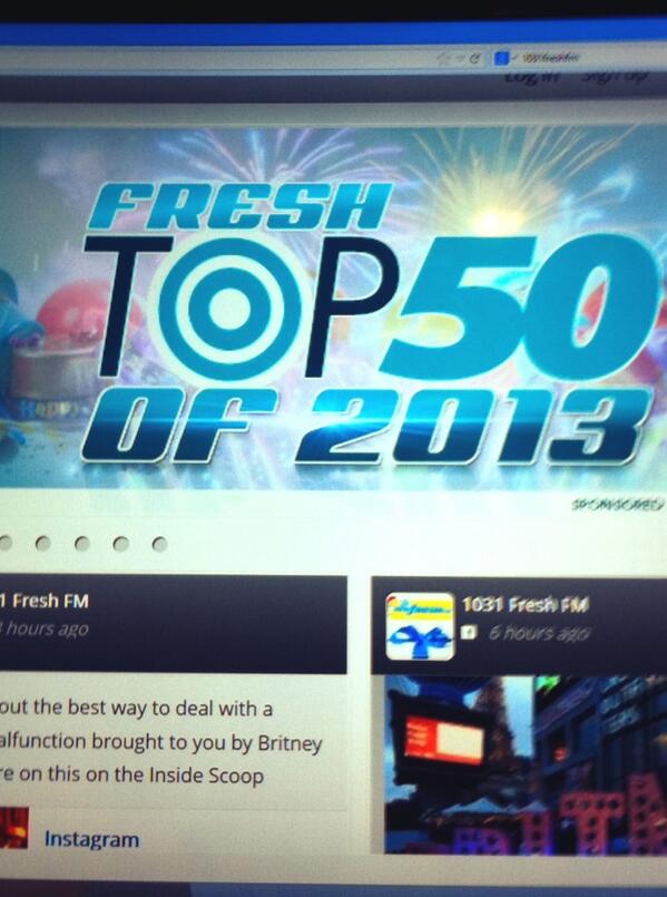 RomanGnoman's tweet photo. @1031FreshFM Top 50 of the year! #HappyNewYear http://t.co/ZFpK7NNEQ6