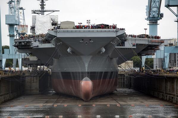 USNavy's tweet photo. #1 most viewed #USNavy @Flickr photo of 2013: PCU Gerald R. Ford is floated for the first time http://t.co/fMhFyR7xOo