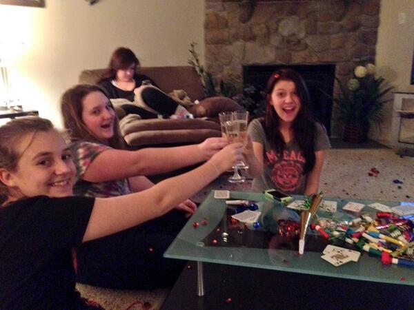 Girls celebrating the new year together