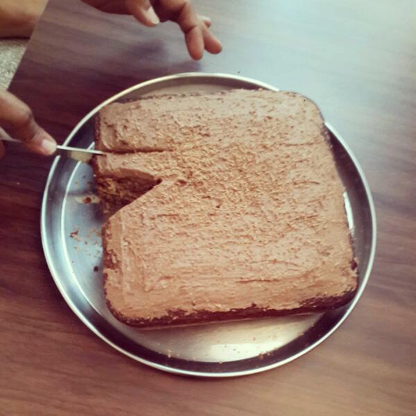 itzshaz's tweet image. Chocolate cake baked for my lil sis. @shwetasindhur happy cutting :p