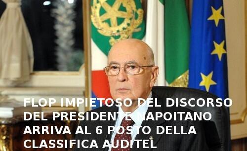 RoccoCipriano's tweet photo. #Flop a reti unificate del discorso di #Napolitano! Chi lo avrebbe mai detto... Buon 2014!!! http://t.co/0OyW8ZQdd9 http://t.co/4uMQK23J2m