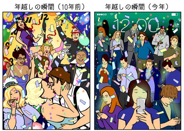 kataoka_k's tweet photo. 年越しの瞬間、今昔。 http://t.co/ofJowNkhGp