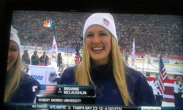 RMU's tweet photo. Congrats to RMU alum Brianne McLaughlin for making her 2nd appearance at the Olympics on the Woman's Ice Hockey team! http://t.co/obbAx8DyId