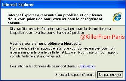 KillerFromParis's tweet photo. Une légende ancestrale raconte qu'une fois une personne a déjà cliquée sur "Envoyer le rapport d'erreurs" http://t.co/MNgMyLBVHY