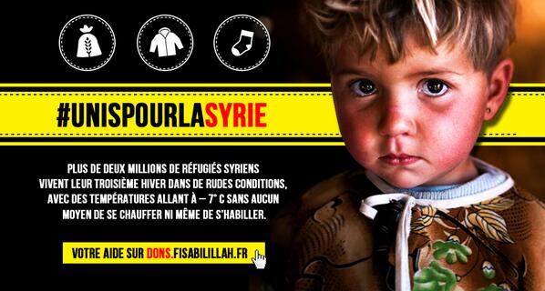 UmmahCharity's tweet photo. Ne pas parler de la Syrie c'est l'oublier... et l'oublier, c'est être complice de son massacre. #UnisPourLaSyrie ! http://t.co/H7UlfThP94
