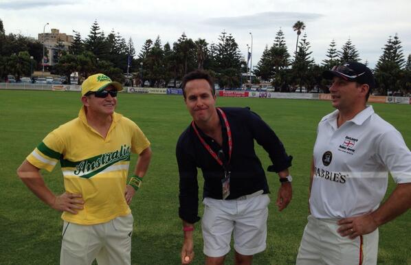 News from the Coogee Oval is that <a href="/MichaelVaughan/">Michael Vaughan</a> tossed, the Barmy Army won and have elected to bat #Bashes