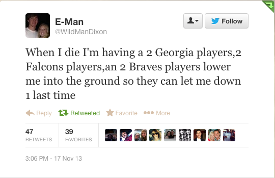 Funniest tweet from a disgruntled Georgia fan.