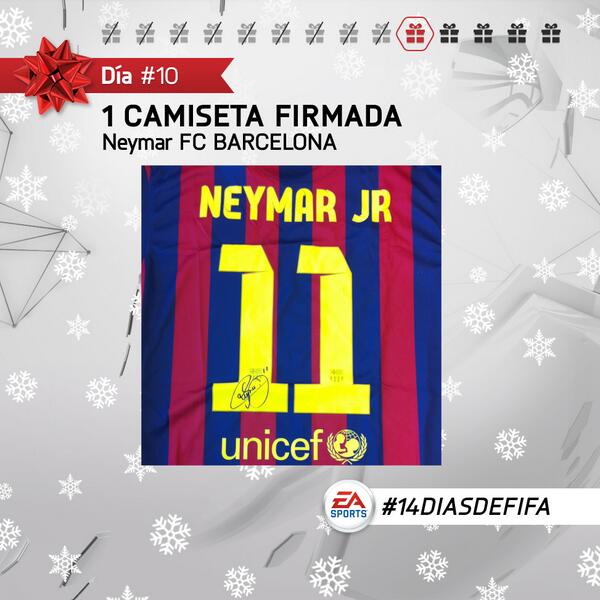 Día 10: Una camiseta firmada por Neymar del Barça. Sigue a @EASPORTSEsp y haz RT para poder ganar! #14diasdeFIFA