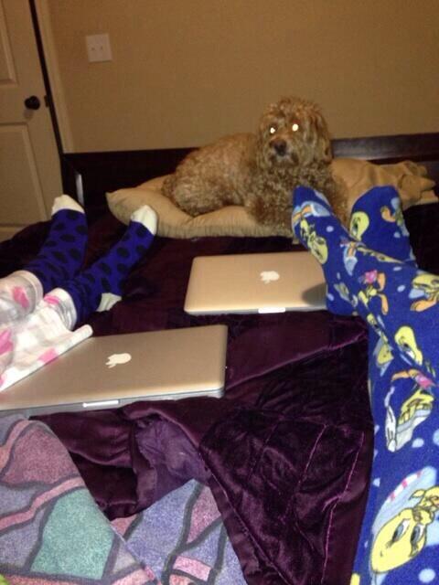 JaylaKoriyan's tweet photo. Late Night GIRL TALK 😝💬 (With our iMessages on the Mac book.. gossippppp) @MesmerEYESMe http://t.co/UFNB8McoVD