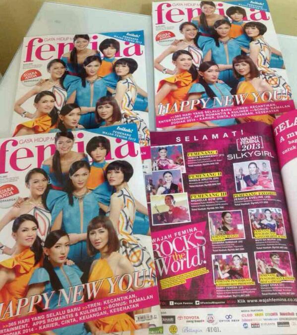 <a href="/michellesow/">Michelle Sow</a> as 3rd winner &amp; <a href="/fenesiahanny/">Hanny Fenesia</a> as The Best Presenting of Wajah Femina 2013 spotted on <a href="/FeminaMagazine/">Femina Indonesia</a> !!