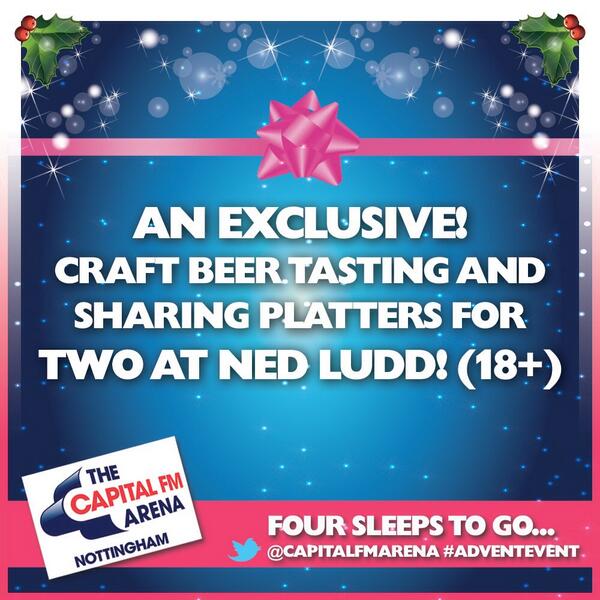 nottinghamarena's tweet image. #AdventEvent #FourSleeps Today&apos;s prize is beer tasting and sharing platters @NedLuddNottm! Follow &amp;amp; RT to enter!