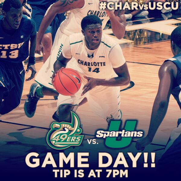 Charlotte49ers's tweet image. It&apos;s GAME DAY! @49ersBasketball vs. USC Upstate TONIGHT, 7pm! Mascot Night - youth admission is free! #goniners