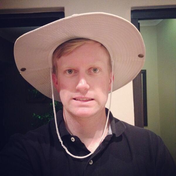 DeanMacpherson's tweet image. In other news, during a rummage at a friends house, I managed to find a white floppy hat. #summerprotector