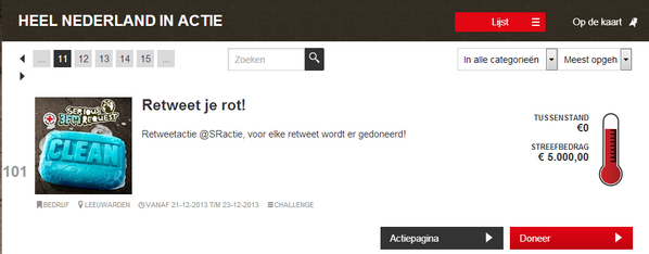 SRactie's tweet image. Voor elke retweet doneren wij 10 cent aan @SeriousRequest, ons streefbedrag is €5000. Retweet je rot!