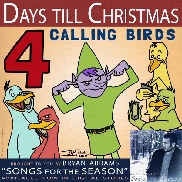BryanAbrams's tweet photo. FOUR DAYS till Christmas!!!
#RT #BAChristmasCountdown #Christmas #Music #iTunes #Amazon http://t.co/CFQah9BtE1