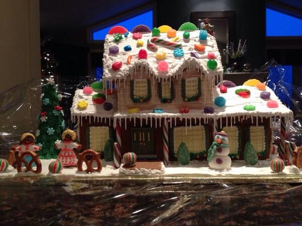 A beautiful gingerbread replica of our house. So wonderful, could we possibly eat it?????