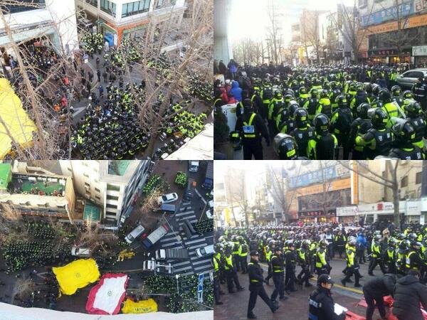 KTX9401's tweet photo. "@veritejeu: 노동자 몇명을 잡고자 출동된 경찰병력입니다.. 해외에서는 국제적 테러리스트 검거상황으로 오인하겠습니다.. http://t.co/Z2IGuwKzHe