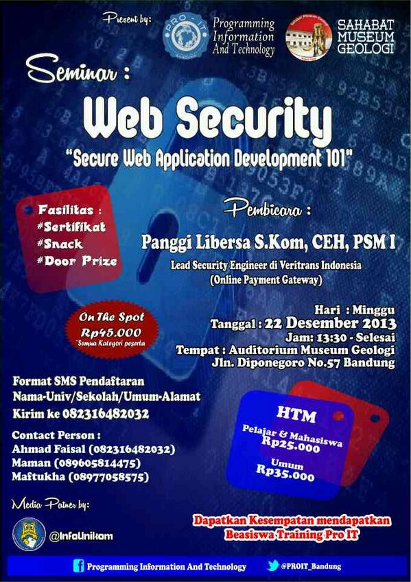 Hari ini! Seminar web security !