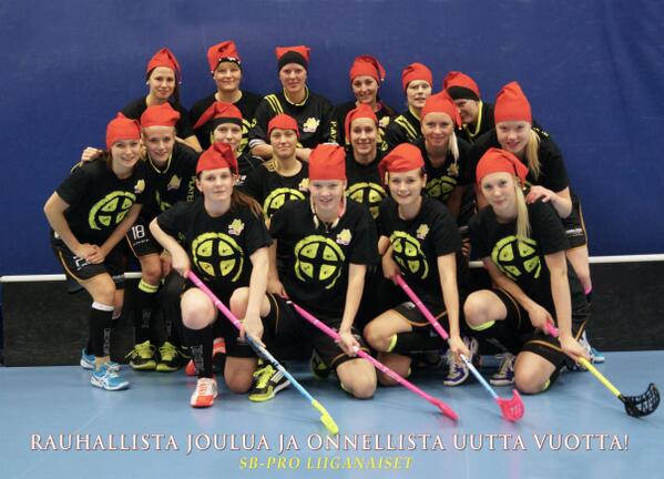 SBProLiigaN's tweet photo. @SBProLiigaN toivottaa Hyvää Joulua ja Onnellista Uutta Vuotta 2014! #salibandy, #nsbliiga #tyttösalibandy http://t.co/cAnwlXU5N3