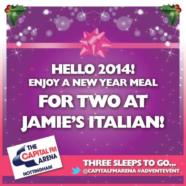 nottinghamarena's tweet image. #AdventEvent #ThreeSleeps Fancy a New Year meal at Jamie&apos;s Italian in #Nottingham? Follow &amp;amp; RT to enter!