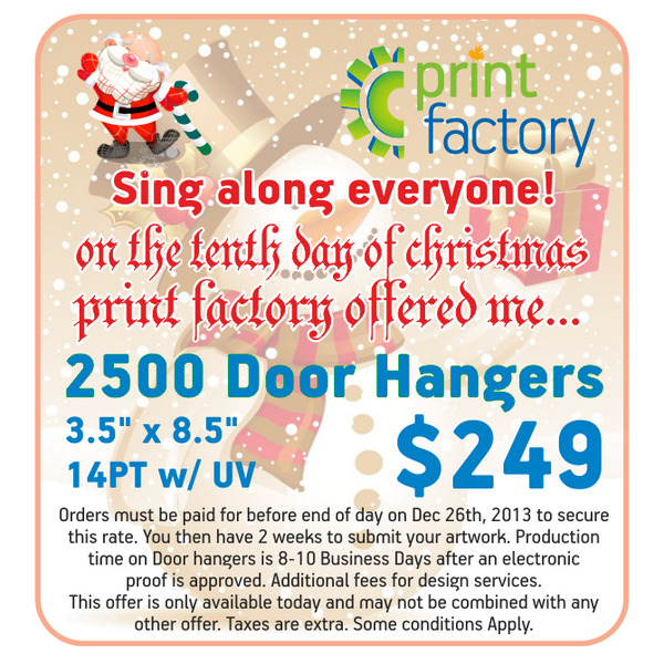 PrintFactory_ca's tweet photo. Today's Promo is on Door Hangers. 2500 Full Colour, Single or Double Sided 3.5" x 8.5" Size for only $249 + Taxes. http://t.co/GPFHYDdK8M