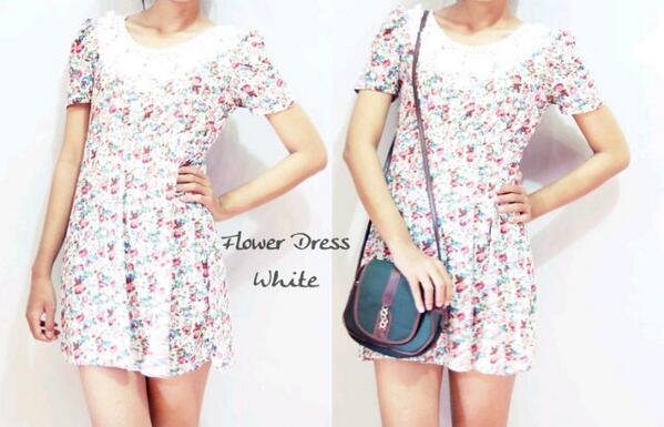 rullysoutfit's tweet image. Flowery dress white 20rb (material : spandek) #endyearclothessale