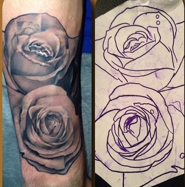 nudebuddha's tweet photo. A little before and after action from Jsin. #tattoo #rose http://t.co/Qjr6m9PBos