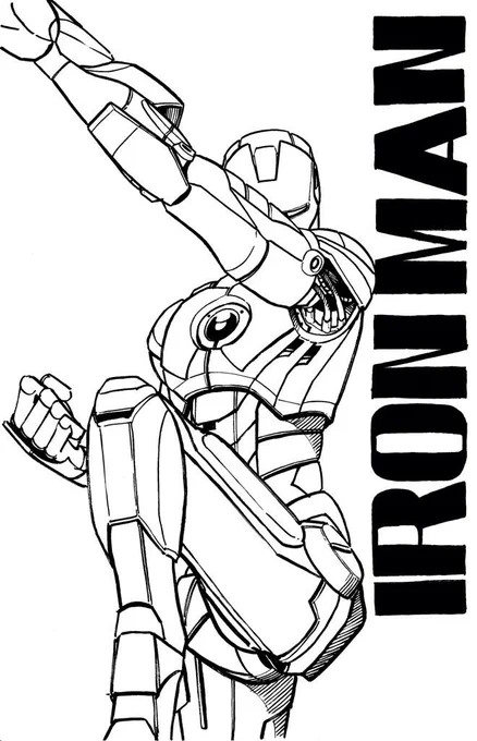 変なポーズ、画像とか見ながら描いたけどそれでもよう分からんとこは適当に作ってるんで責めないでねm(_ _)m30分、硬い筆ペン 