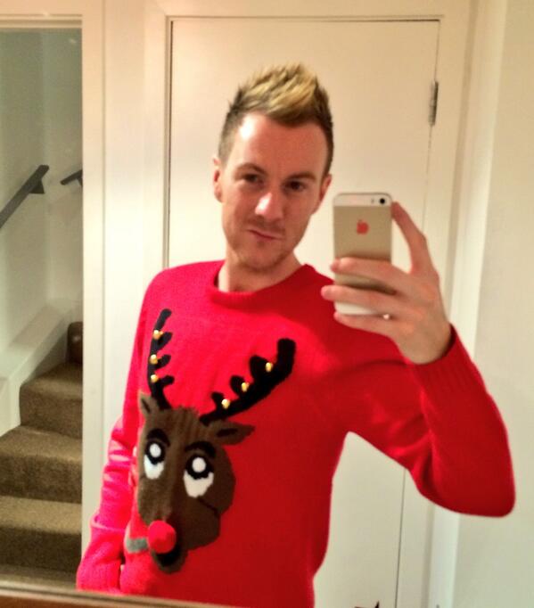 JohnDalziel's tweet photo. ROCKED my Christmas jumper at the @covblazehockey game tonight!! #Ruldolf #NoShame http://t.co/PjZdjfZrXi