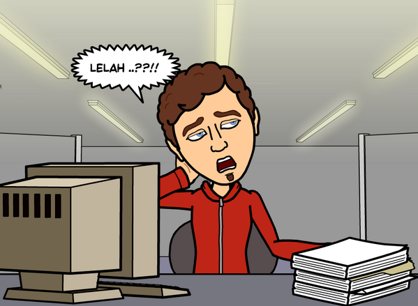 Robbi is sure his office's horrible fluorescent lighting is making him more productive. #bitstrips