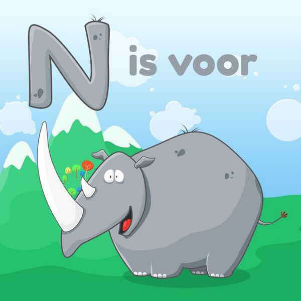 LearnyApp's tweet image. En we sluiten het weekend af met Neushoorn #learnyapp #alfabet #neushoorn