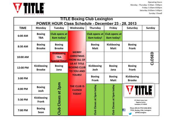TBCLexington's tweet photo. Pound our bags this week! Special 10am class Tuesday, short days Tue/Thur/Fri. Merry Christmas all! http://t.co/RHgrQoPfx1