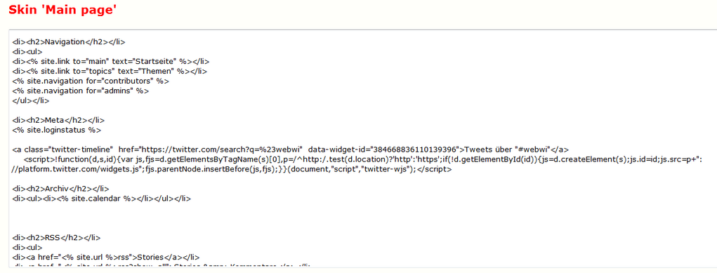 Einbettung des HTML-Codes Einbettung des HTML-Codes