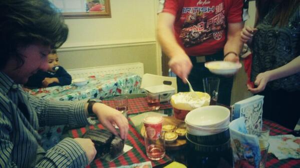 Having a lovely family meal great christmas :D