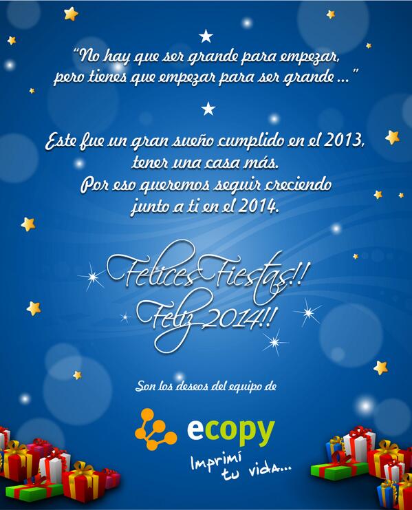 ecopydigital's tweet photo. De parte de todo el equipo de ECOPY un próspero año nuevo y FELICES FIESTAS! #ECOPY #FELICESFIESTAS http://t.co/tUXZG0idyJ